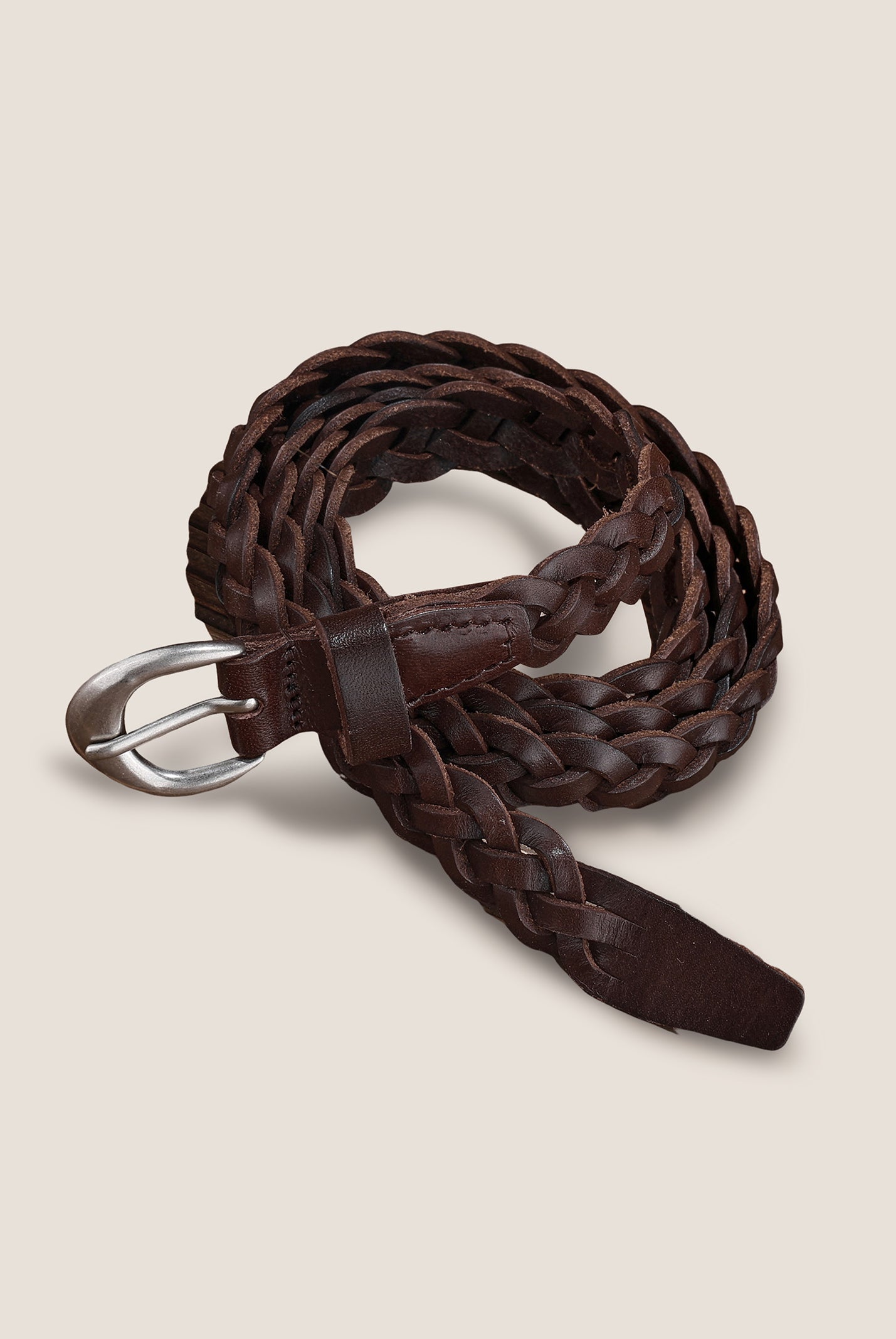 Premium Cowhide Retro Hand-Woven Twisted Thin Belt by LINTICO
