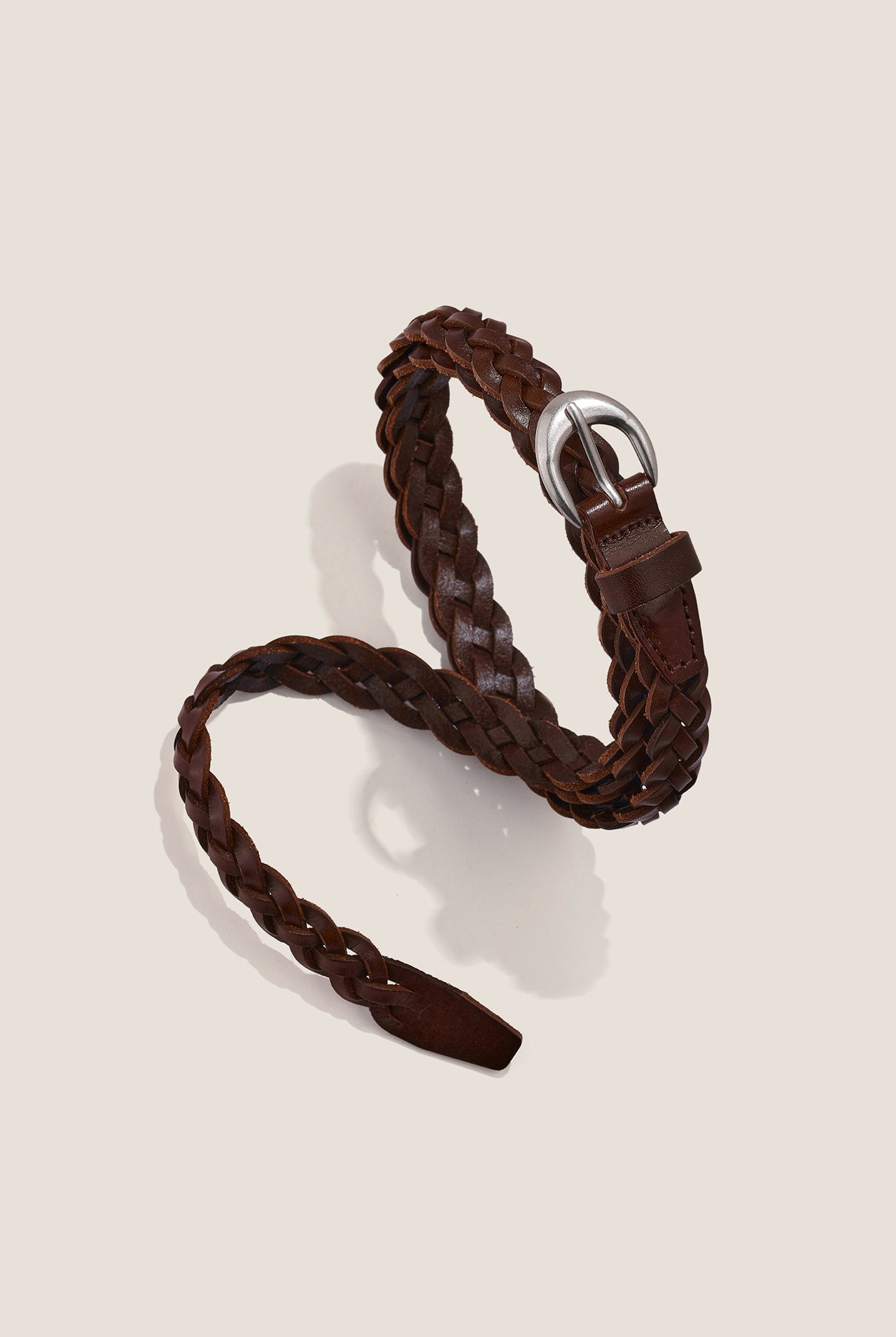 Premium Cowhide Retro Hand-Woven Twisted Thin Belt by LINTICO