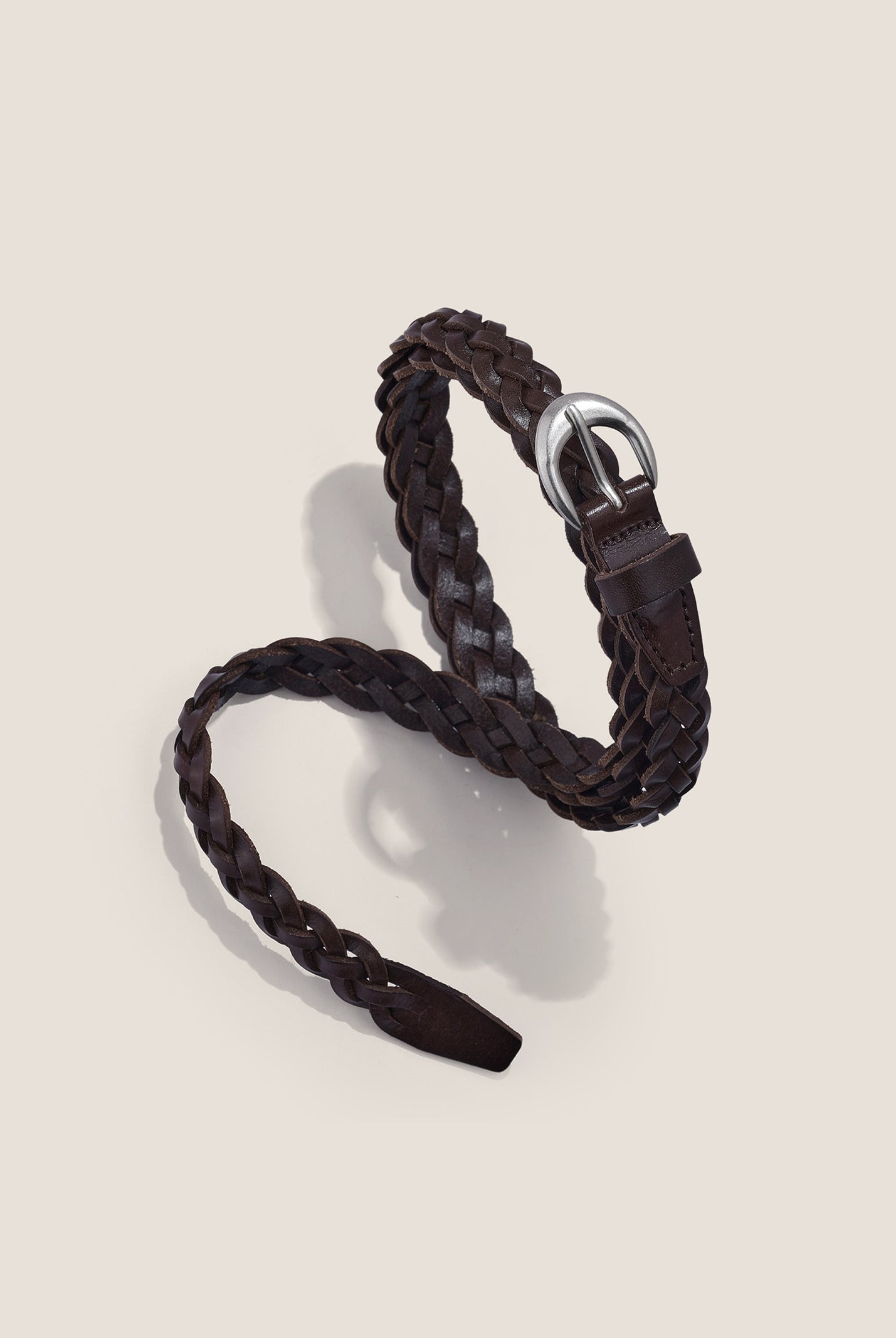 Premium Cowhide Retro Hand-Woven Twisted Thin Belt by LINTICO
