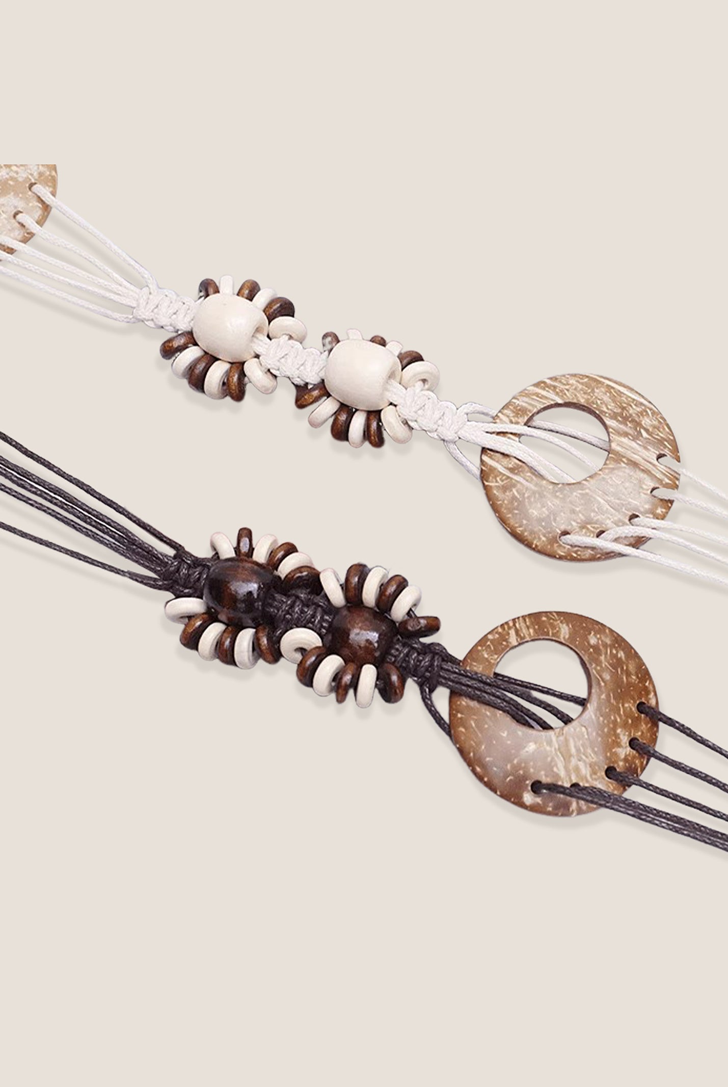 Bohemian Artisanal Waxed Cord & Cowhide Woven Thin Belt by LINTICO