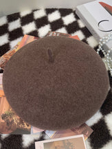 100% Wool Retro Hand-Knit Beret by LINTICO for women