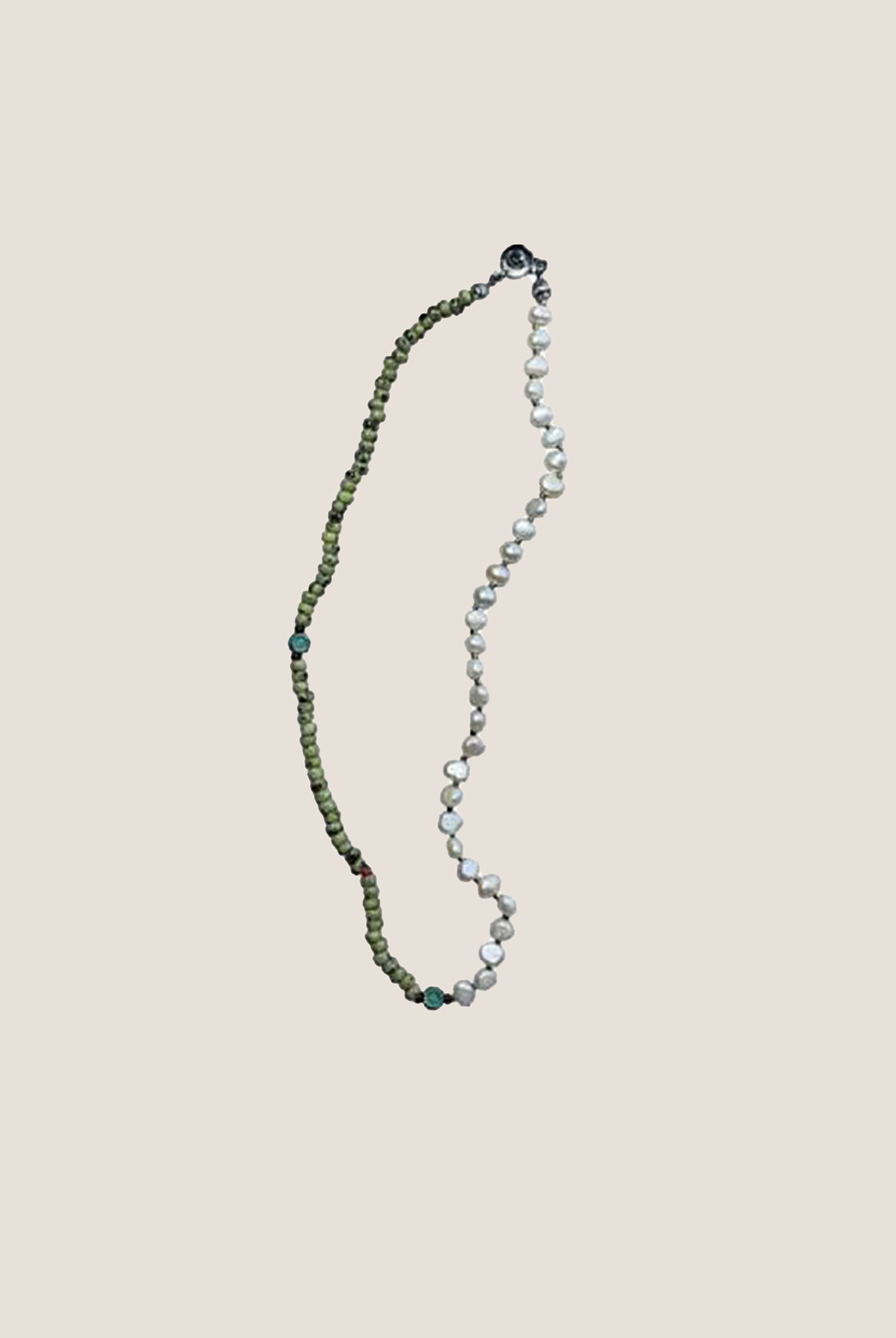 Freshwater Pearl & Natural Stone Choker Necklace by LINTICO