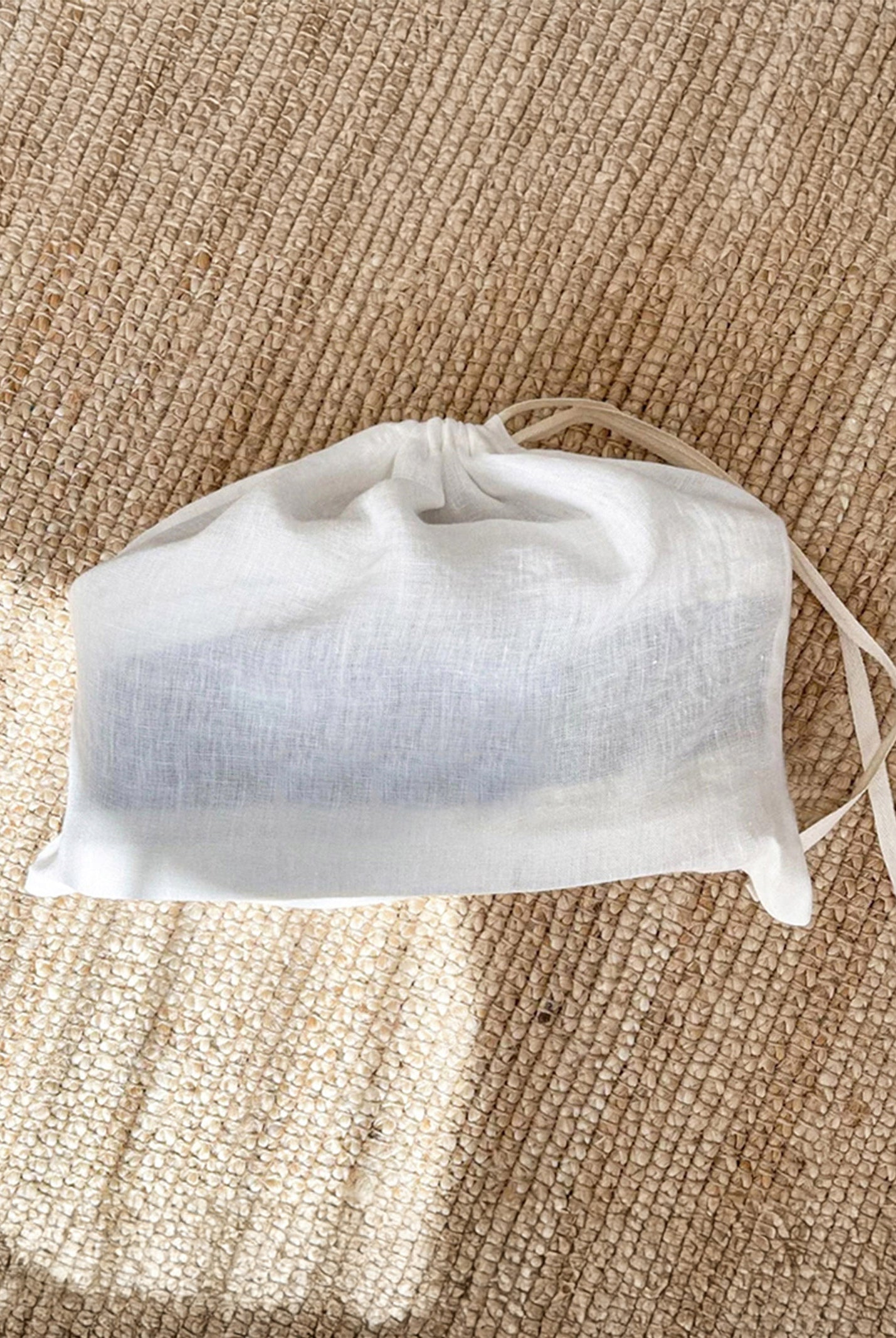 100% Linen Solid-Color Drawstring Storage Bag by LINTICO for women
