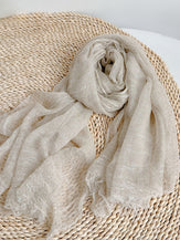 Wool Tencel Solid Ruched Lightweight Scarf by LINTICO for women