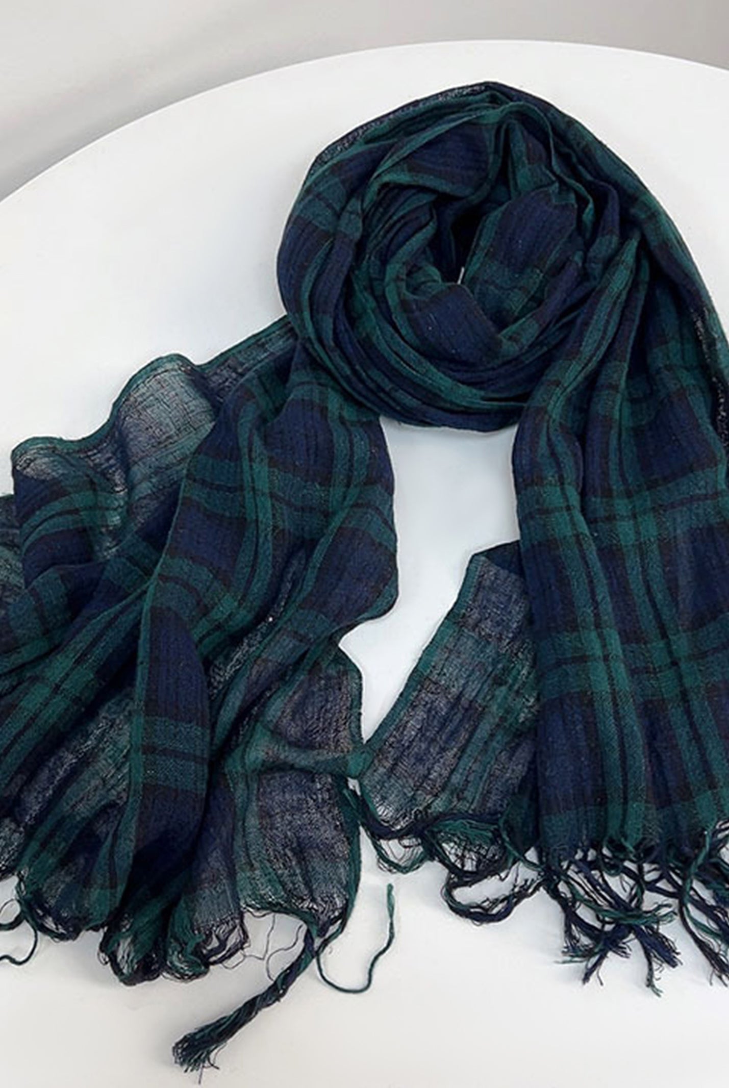 Cotton Linen Striped Lightweight Soft Scarf by LINTICO for women