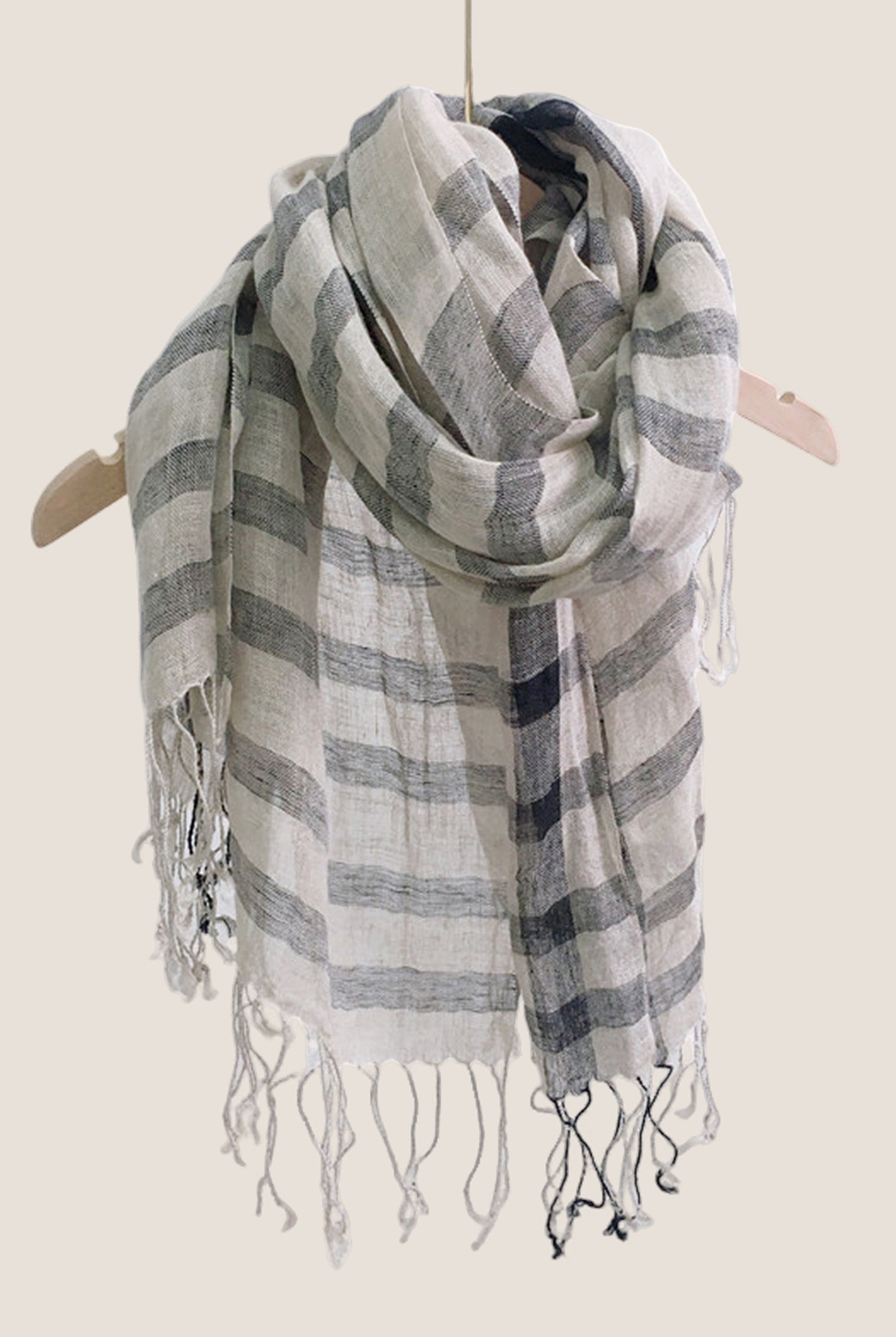 Linen Checkered Lightweight Scarf by LINTICO for women