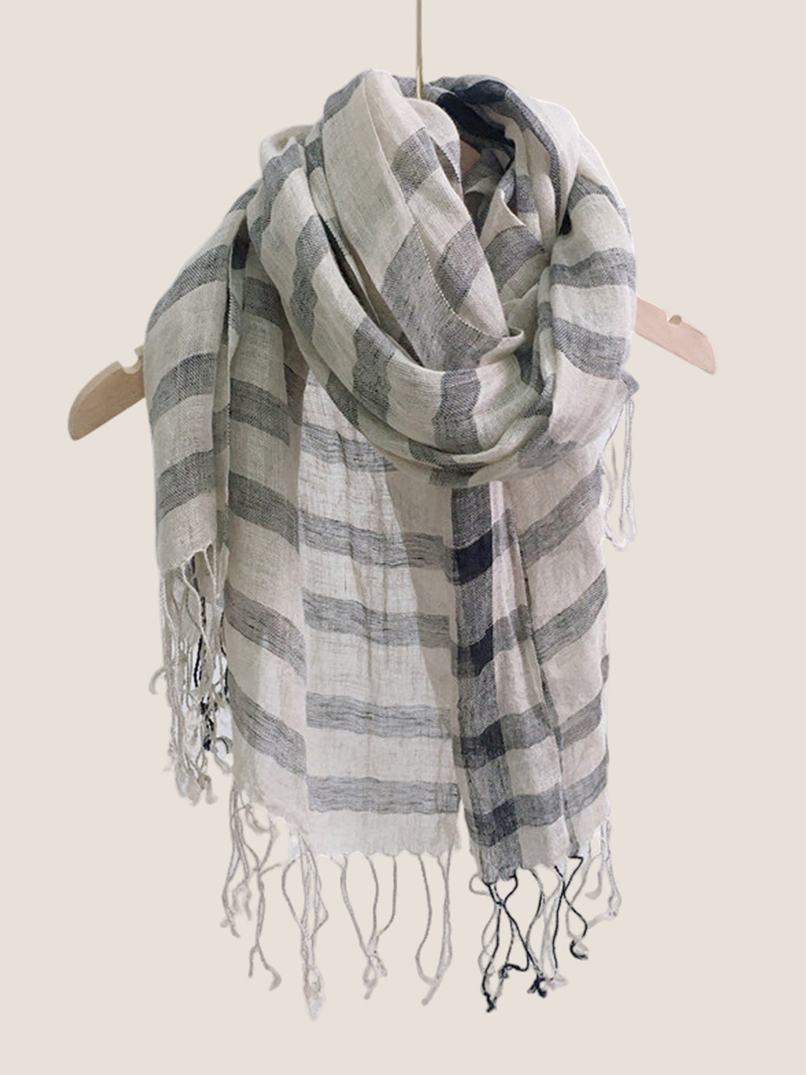 Linen Checkered Lightweight Scarf by LINTICO for women