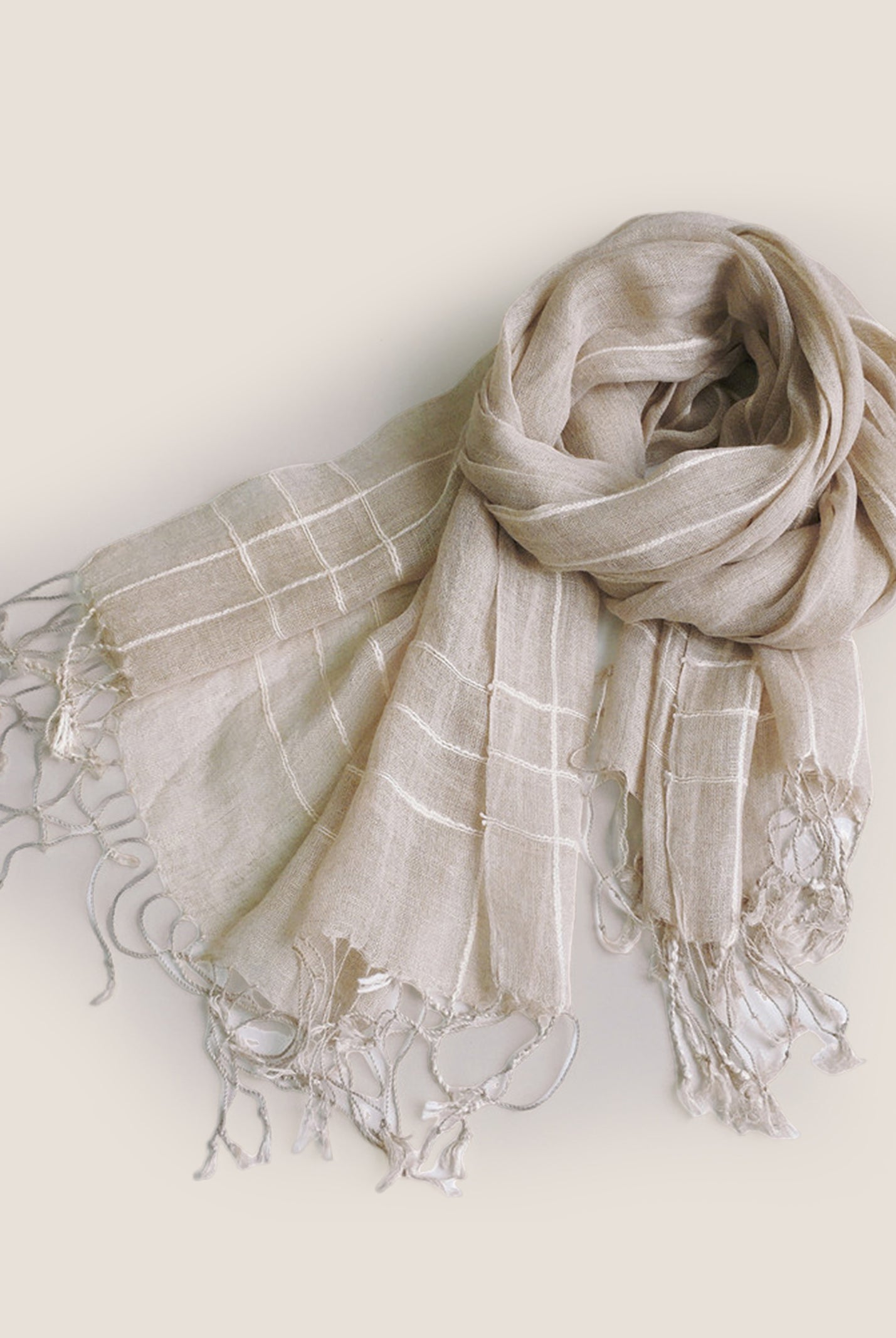 Linen Checkered Lightweight Scarf by LINTICO for women
