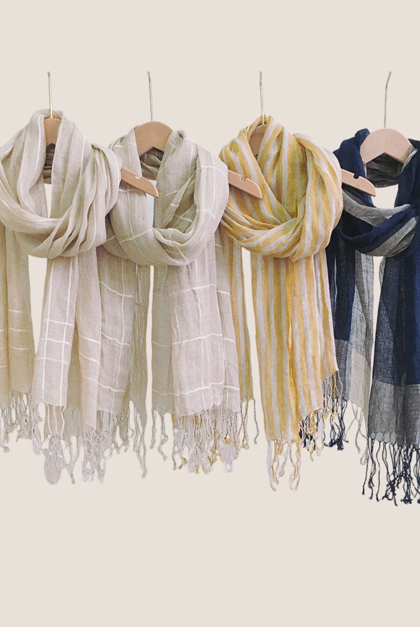 Linen Checkered Lightweight Scarf by LINTICO for women