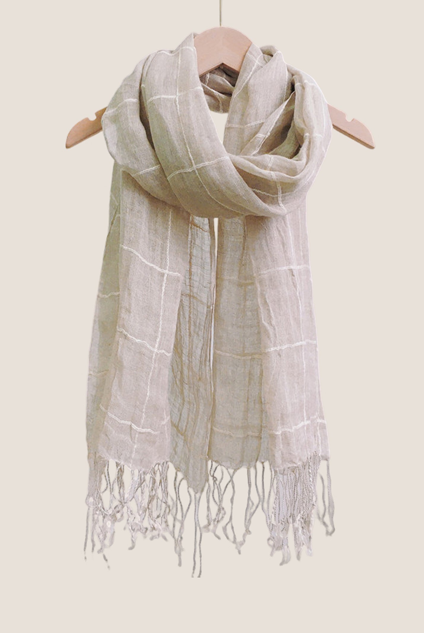 Linen Checkered Lightweight Scarf by LINTICO for women