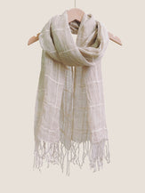 Linen Checkered Lightweight Scarf by LINTICO for women