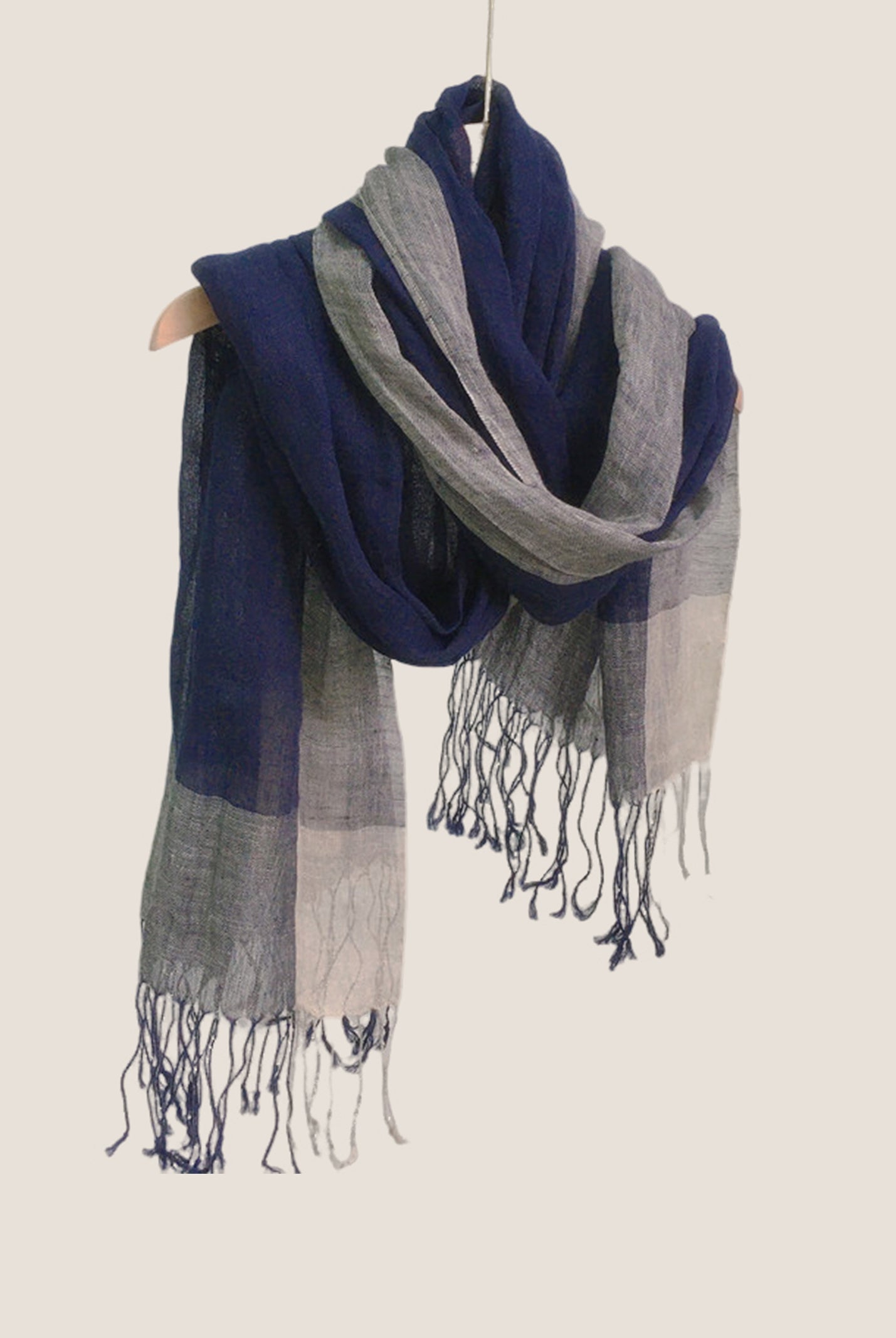 Linen Checkered Lightweight Scarf by LINTICO for women