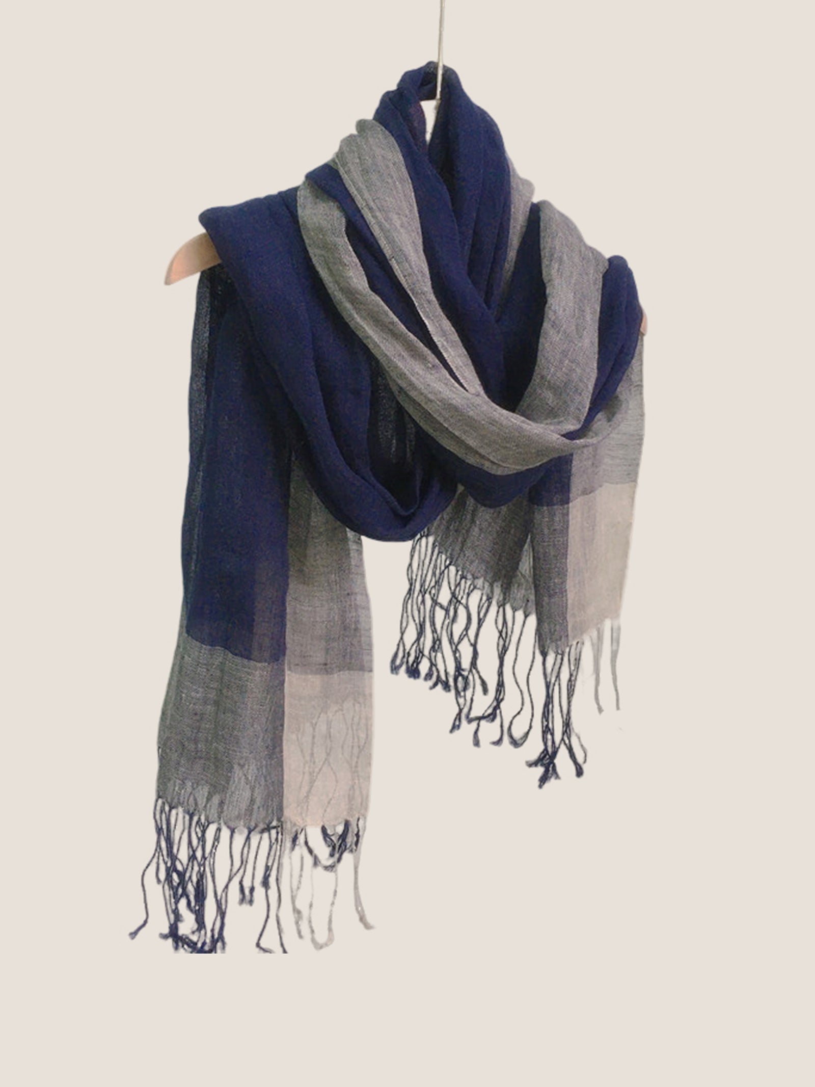 Linen Checkered Lightweight Scarf by LINTICO for women