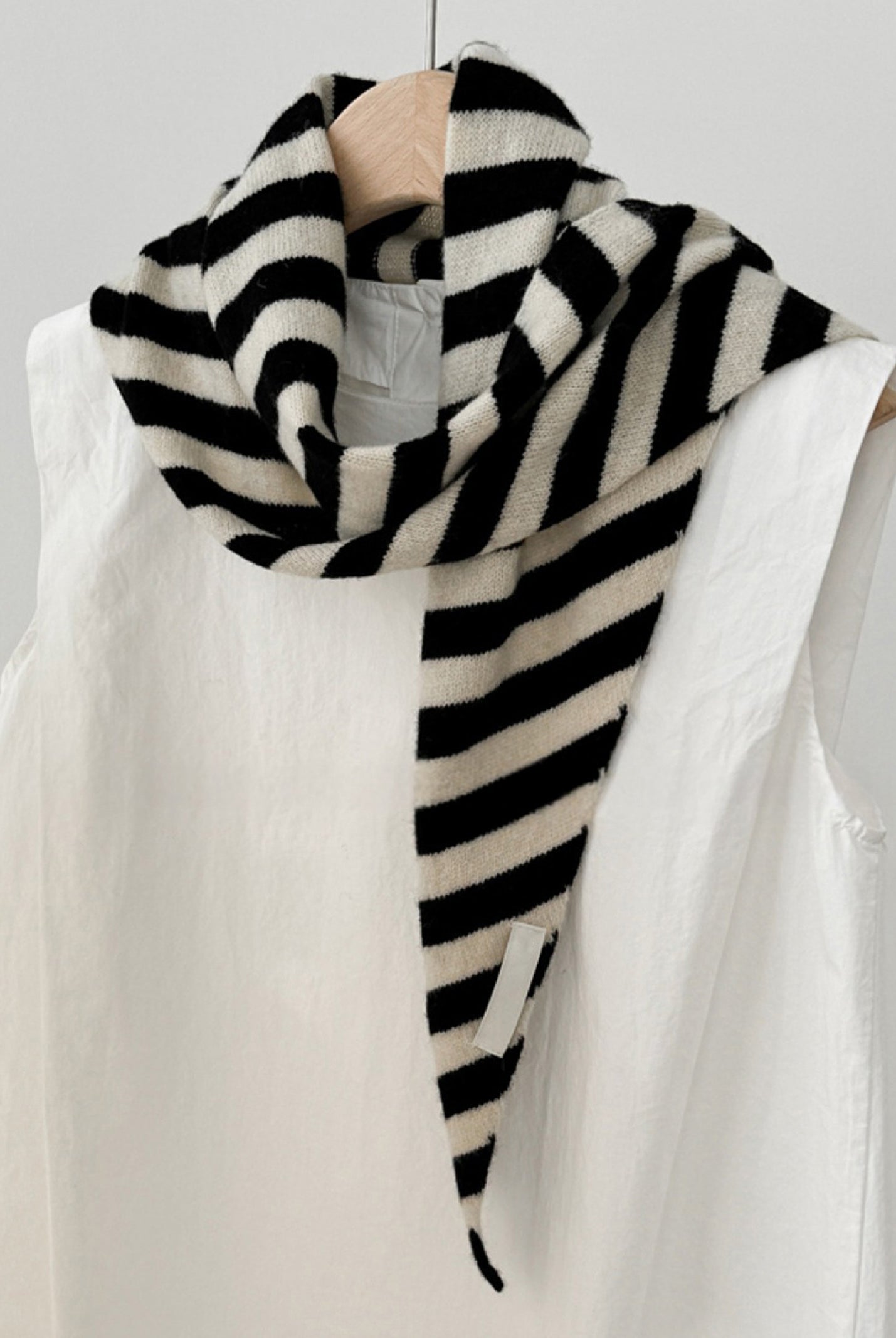 100% Australian Wool Striped Functional Triangle Scarf by LINTICO for women