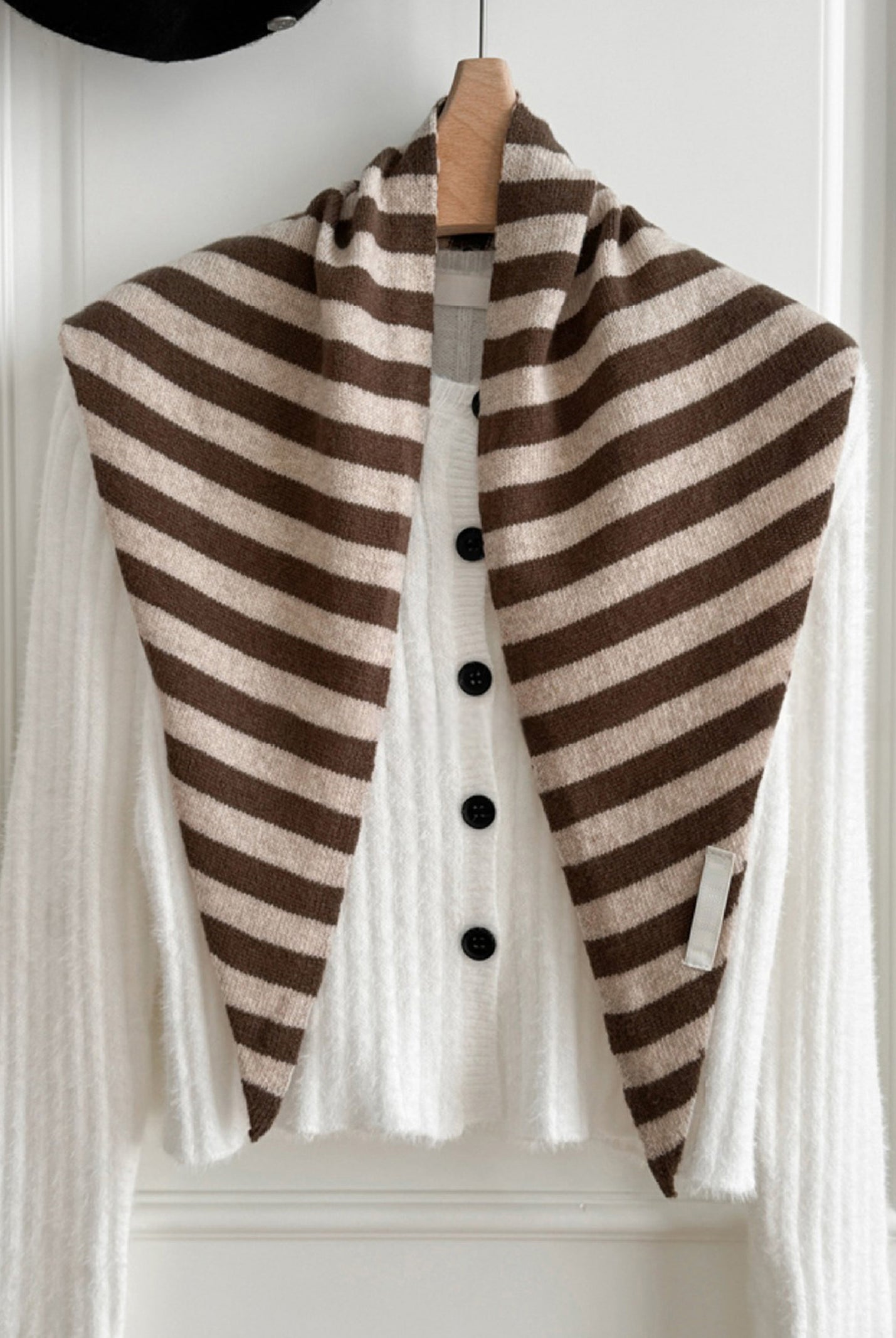 100% Australian Wool Striped Functional Triangle Scarf by LINTICO for women