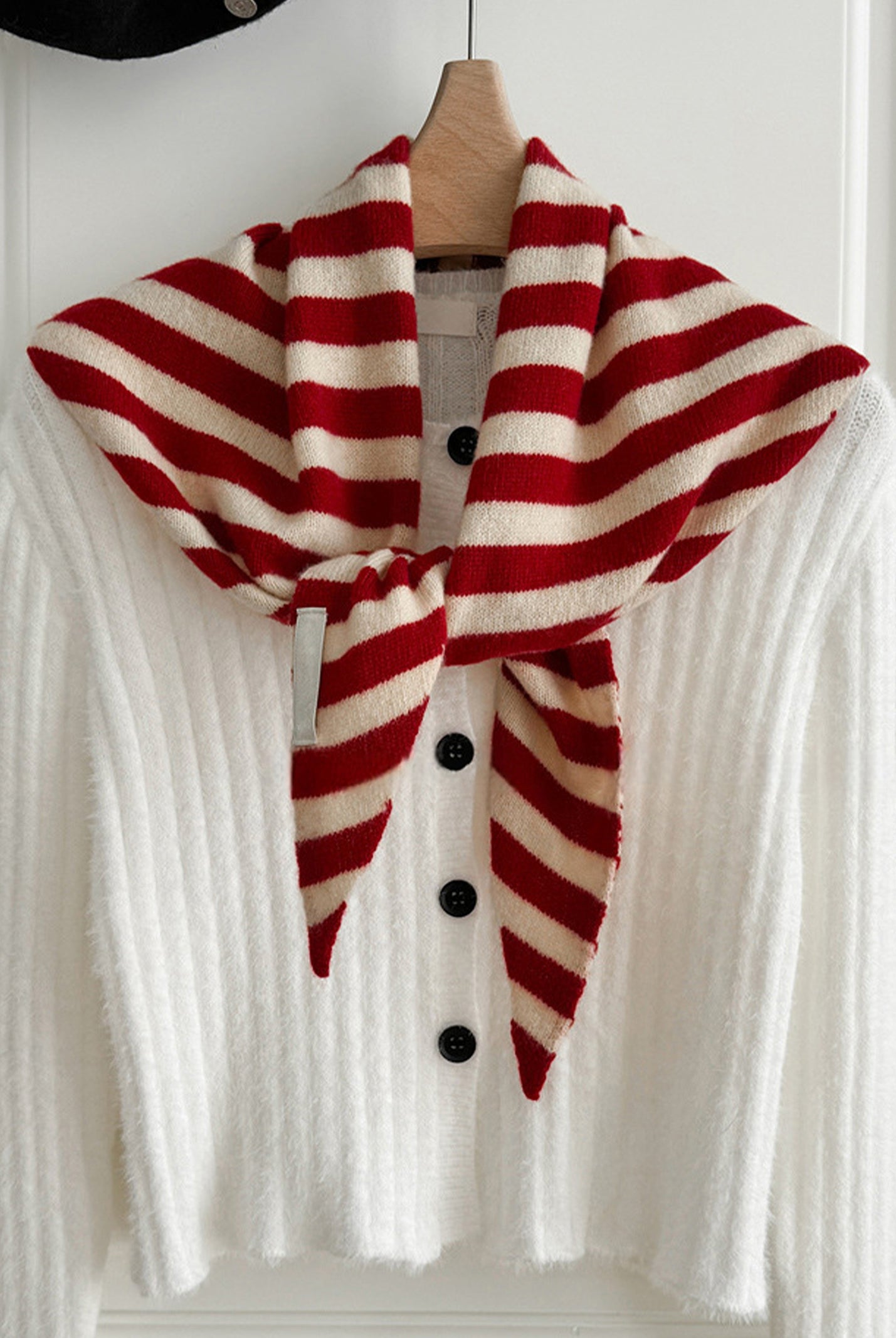 100% Australian Wool Striped Functional Triangle Scarf by LINTICO for women