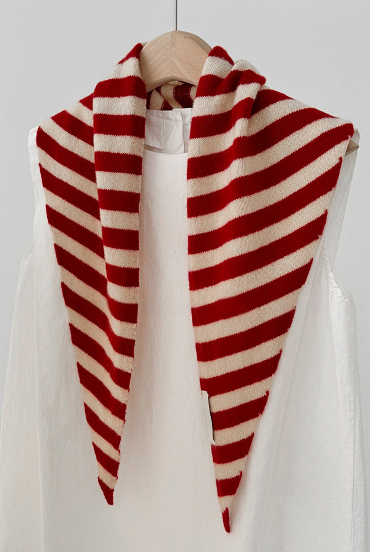 100% Australian Wool Striped Functional Triangle Scarf by LINTICO for women