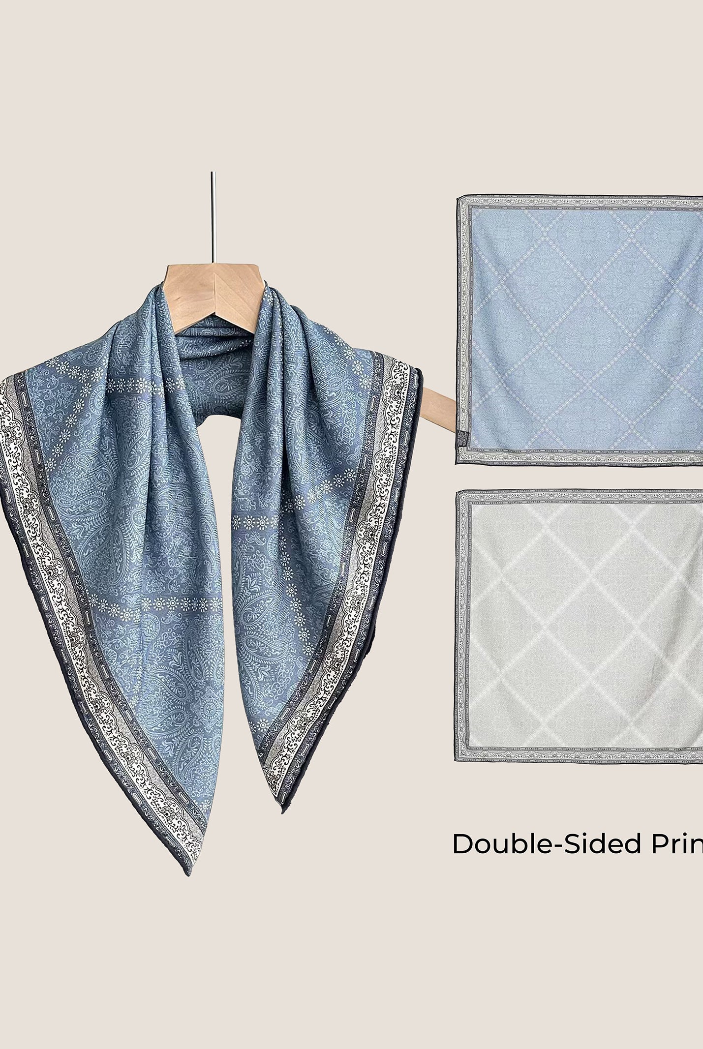 Wool Silk Printed Neck Square Scarf by LINTICO for women