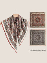 Wool Silk Printed Neck Square Scarf by LINTICO for women