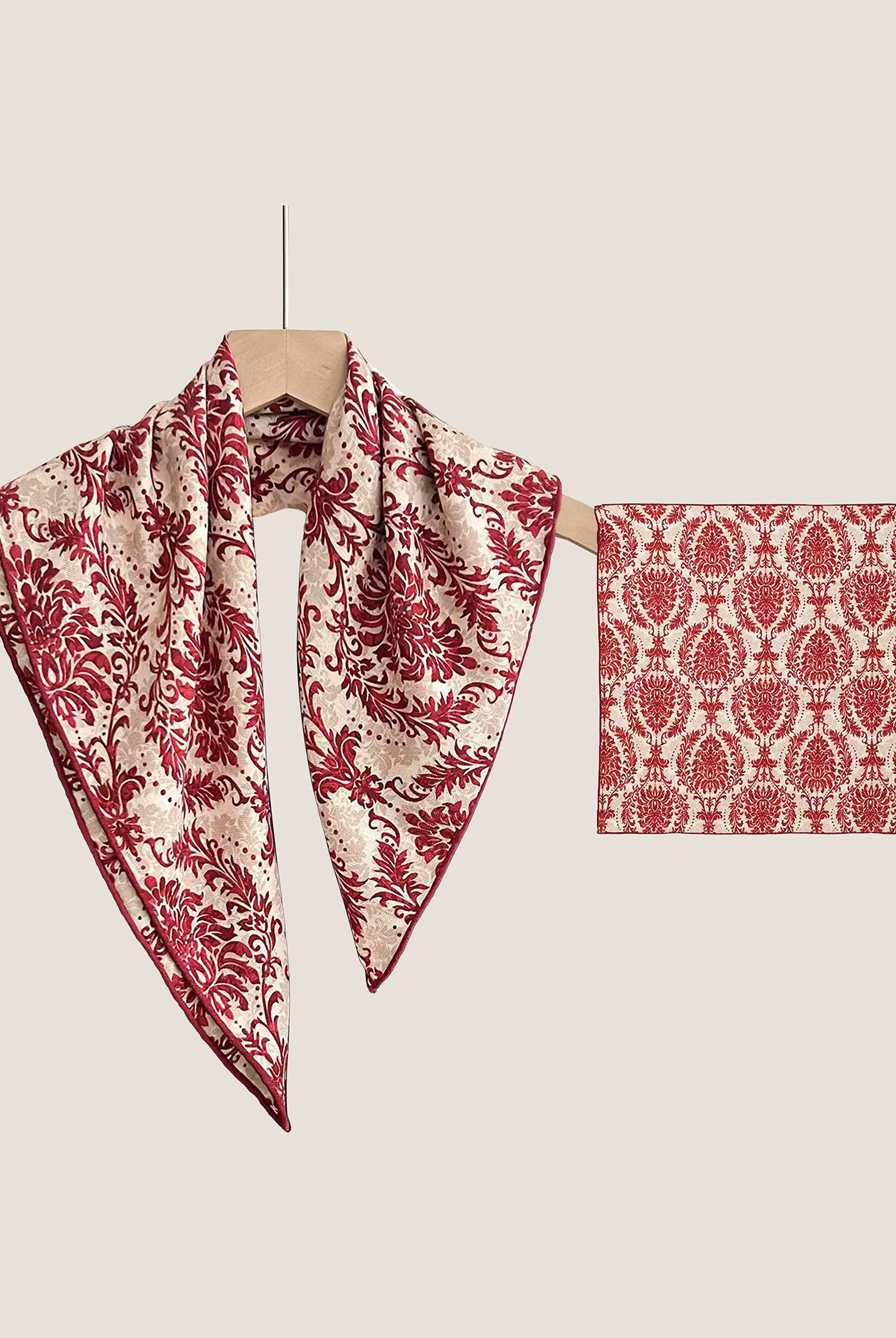 Wool Silk Printed Neck Square Scarf by LINTICO for women