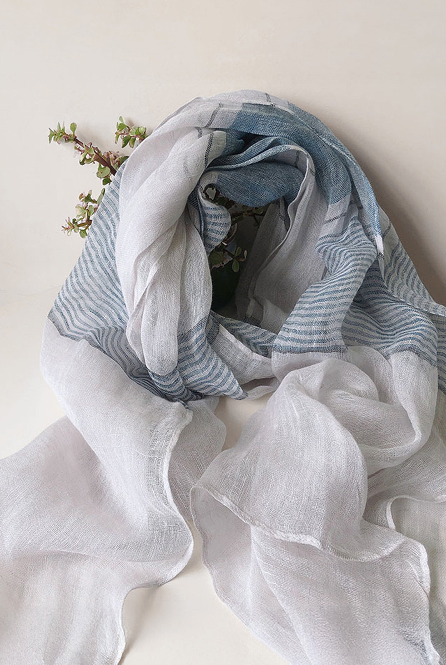Linen Striped Color-Block Scarf by LINTICO for women