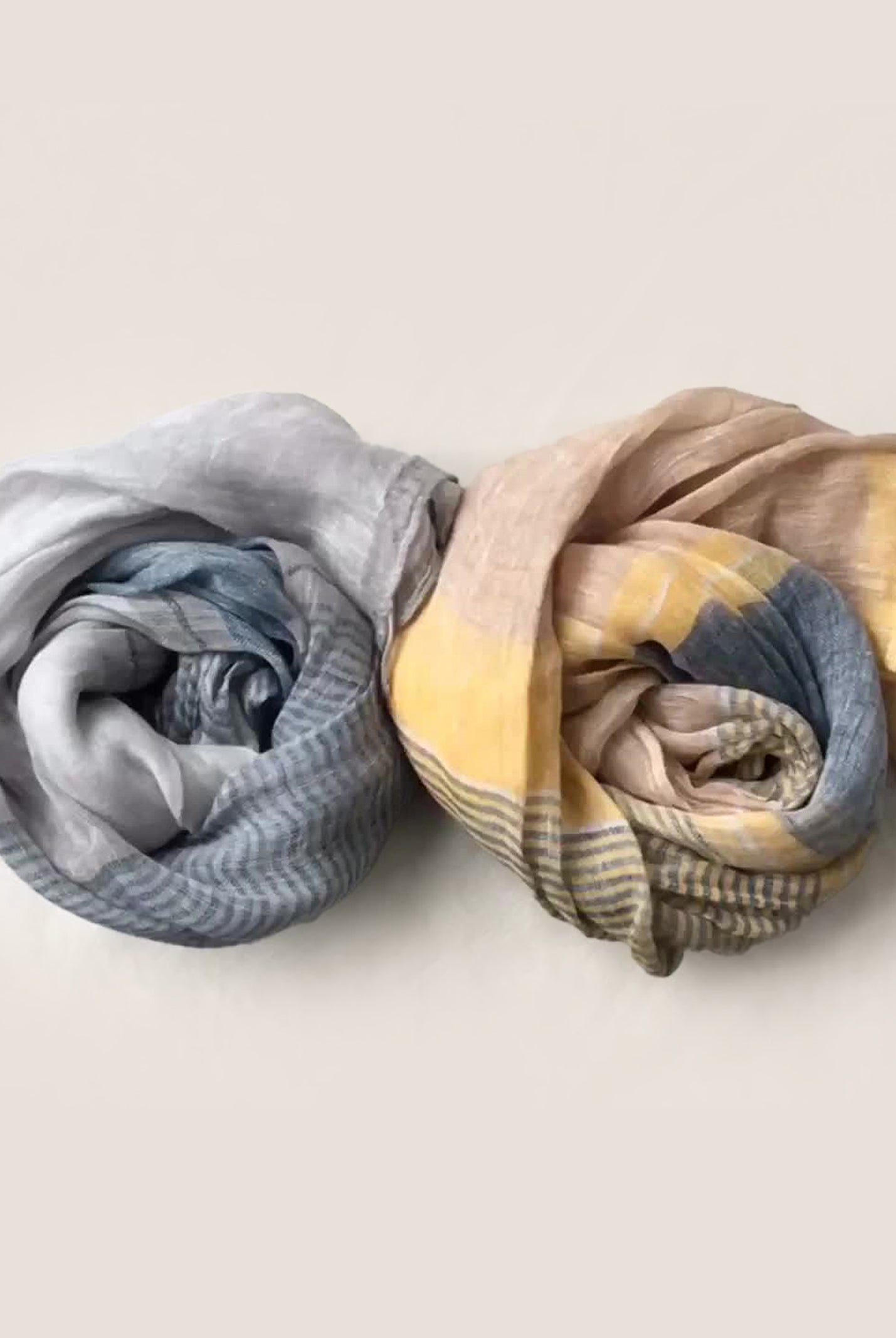 Linen Striped Color-Block Scarf by LINTICO for women