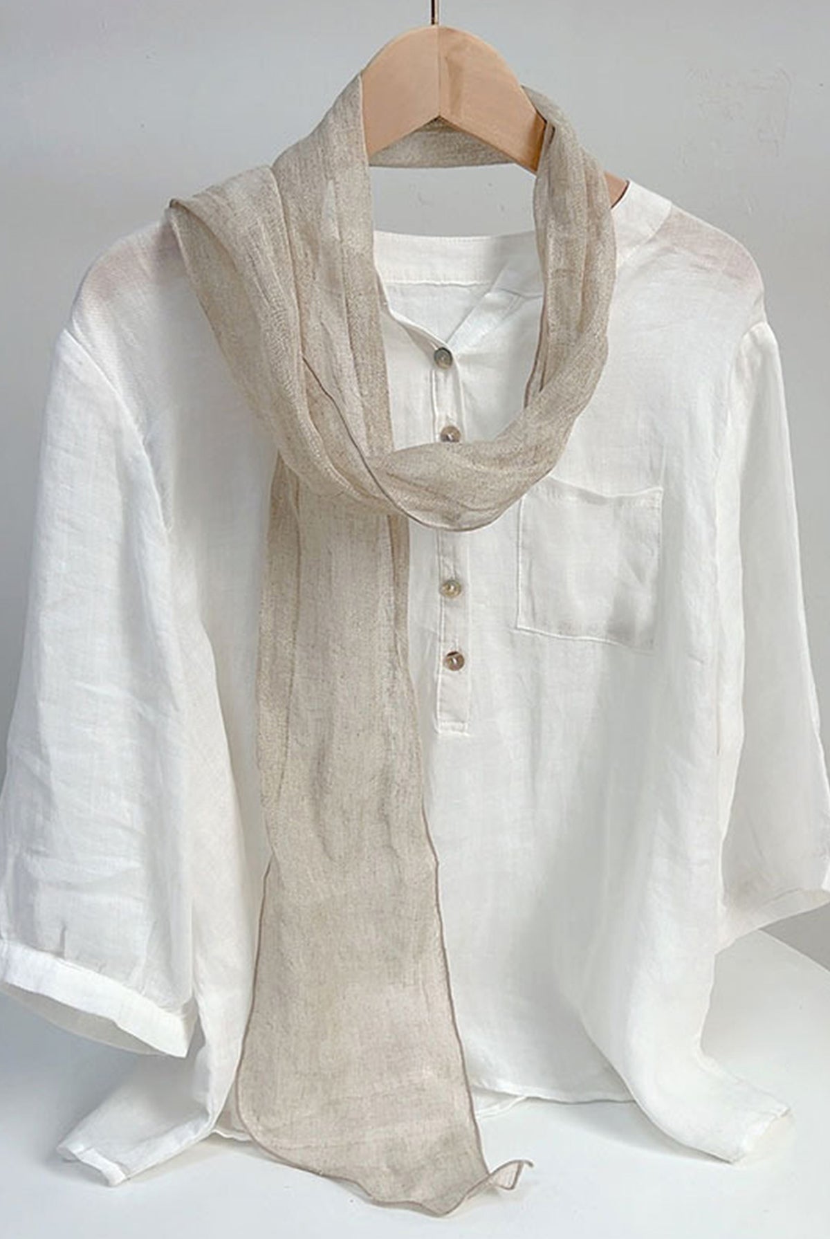 100% Linen Hand-Tie-Dyed Scarf by LINTICO for women