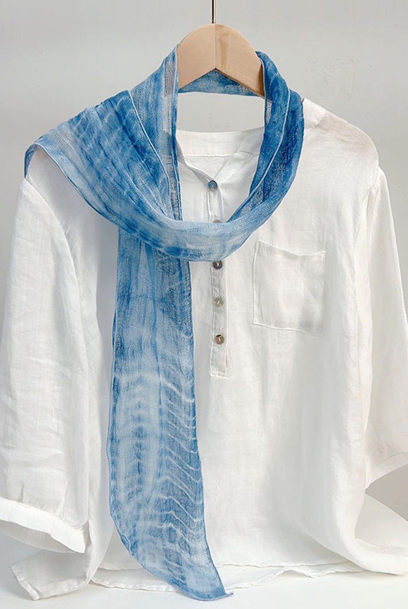 100% Linen Hand-Tie-Dyed Scarf by LINTICO for women