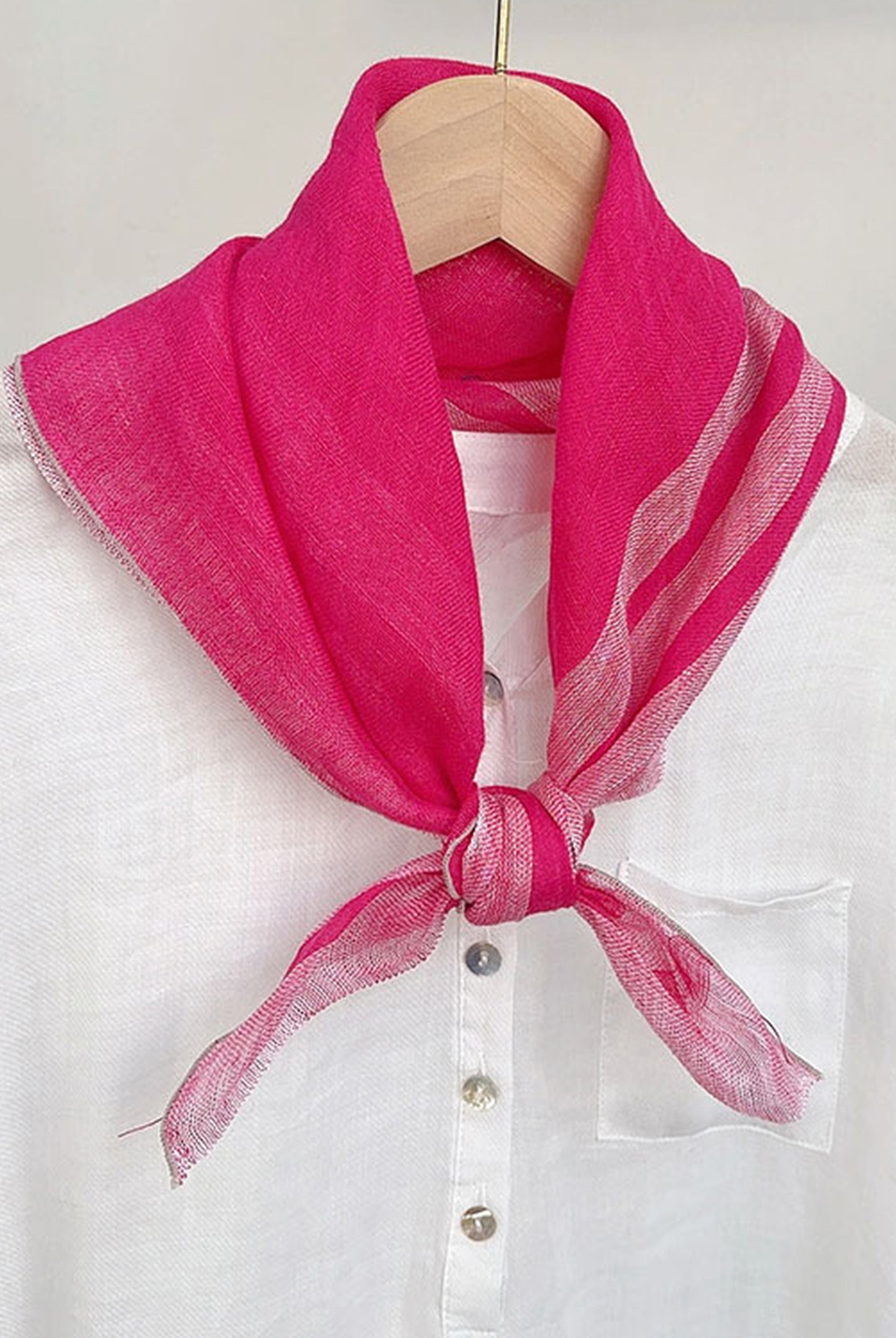 100% Linen Striped Woven Light Square Scarf by LINTICO for women