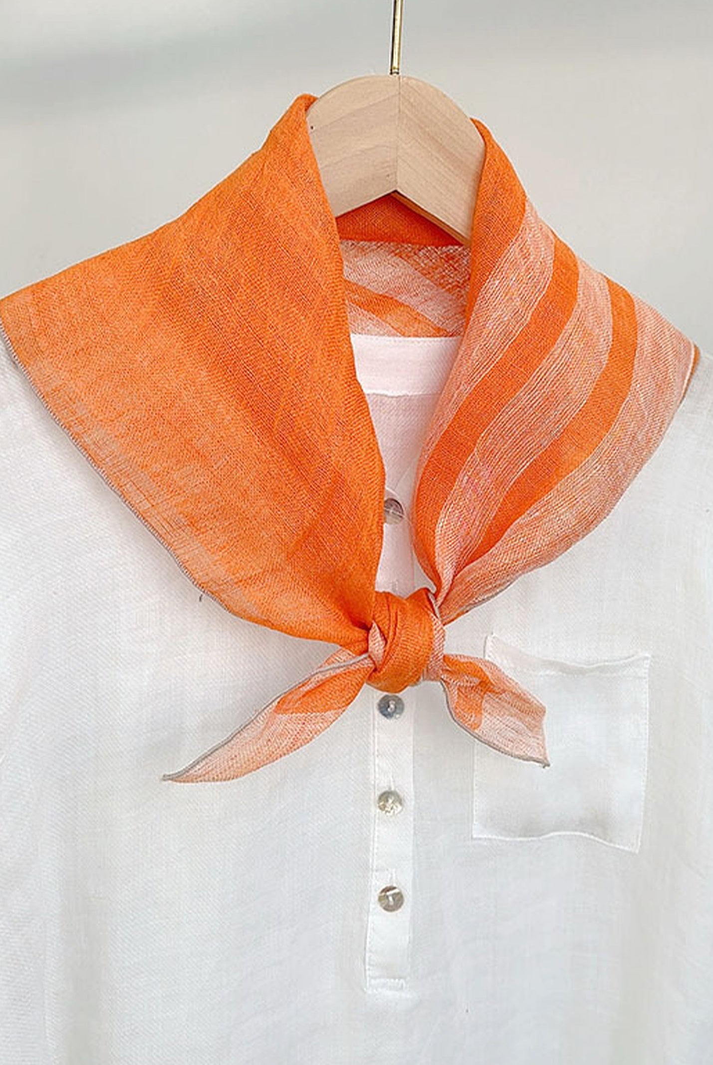 100% Linen Striped Woven Light Square Scarf by LINTICO for women