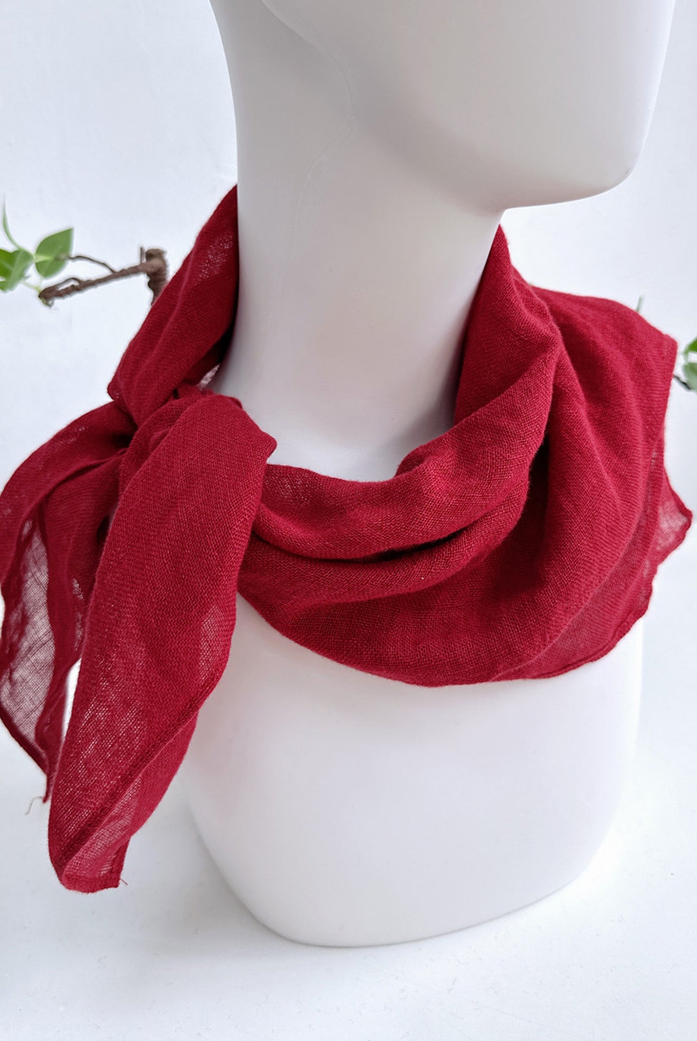 100% Linen Hand-Stitched Square Scarf by LINTICO for women