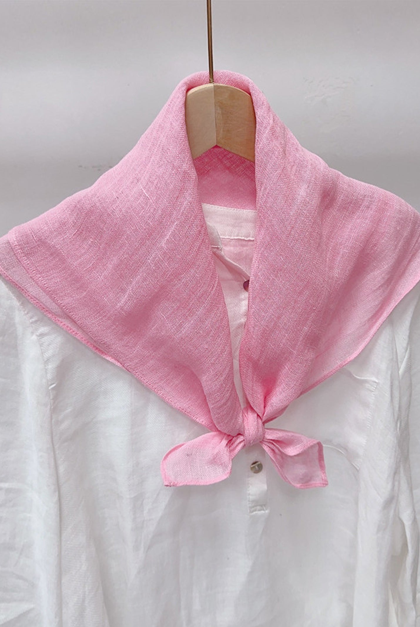 100% Linen Hand-Stitched Square Scarf by LINTICO for women