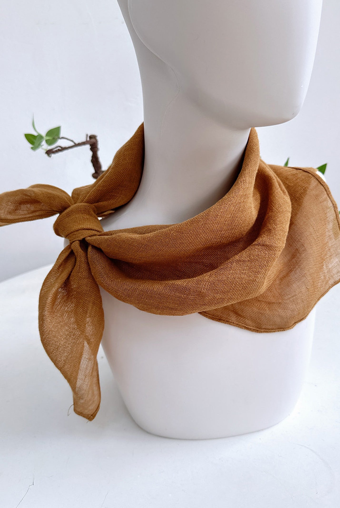 100% Linen Hand-Stitched Square Scarf by LINTICO for women