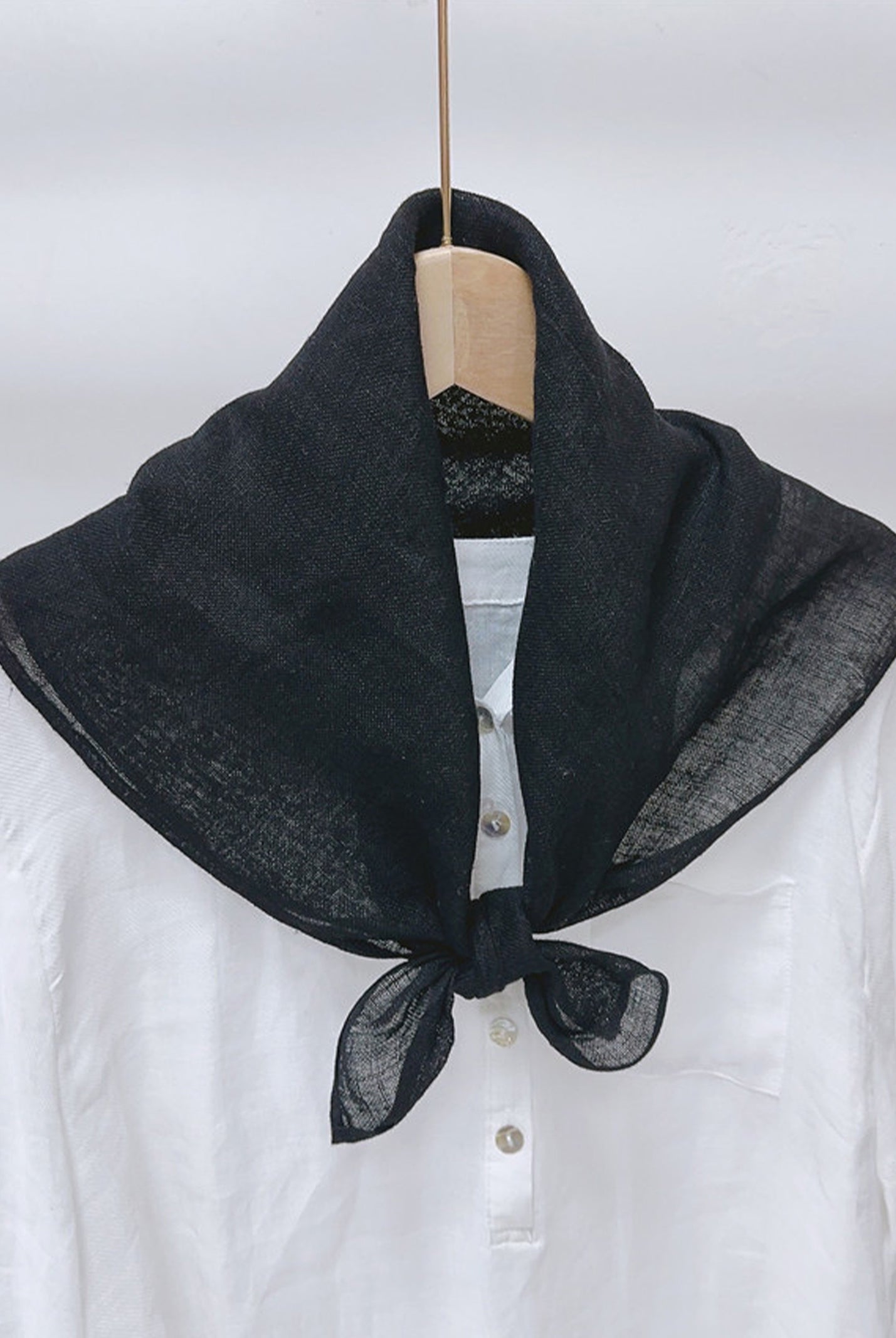 100% Linen Hand-Stitched Square Scarf by LINTICO for women
