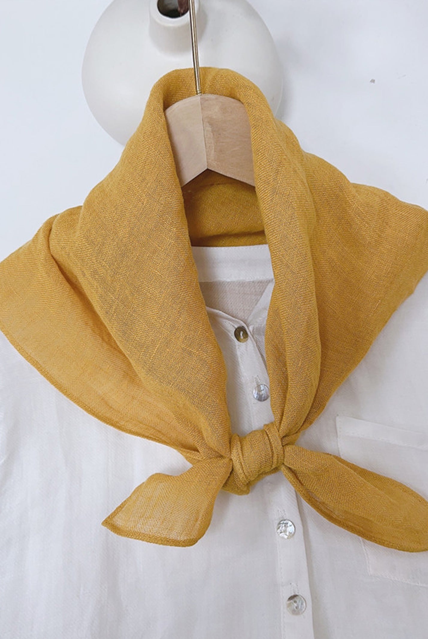 100% Linen Hand-Stitched Square Scarf by LINTICO for women