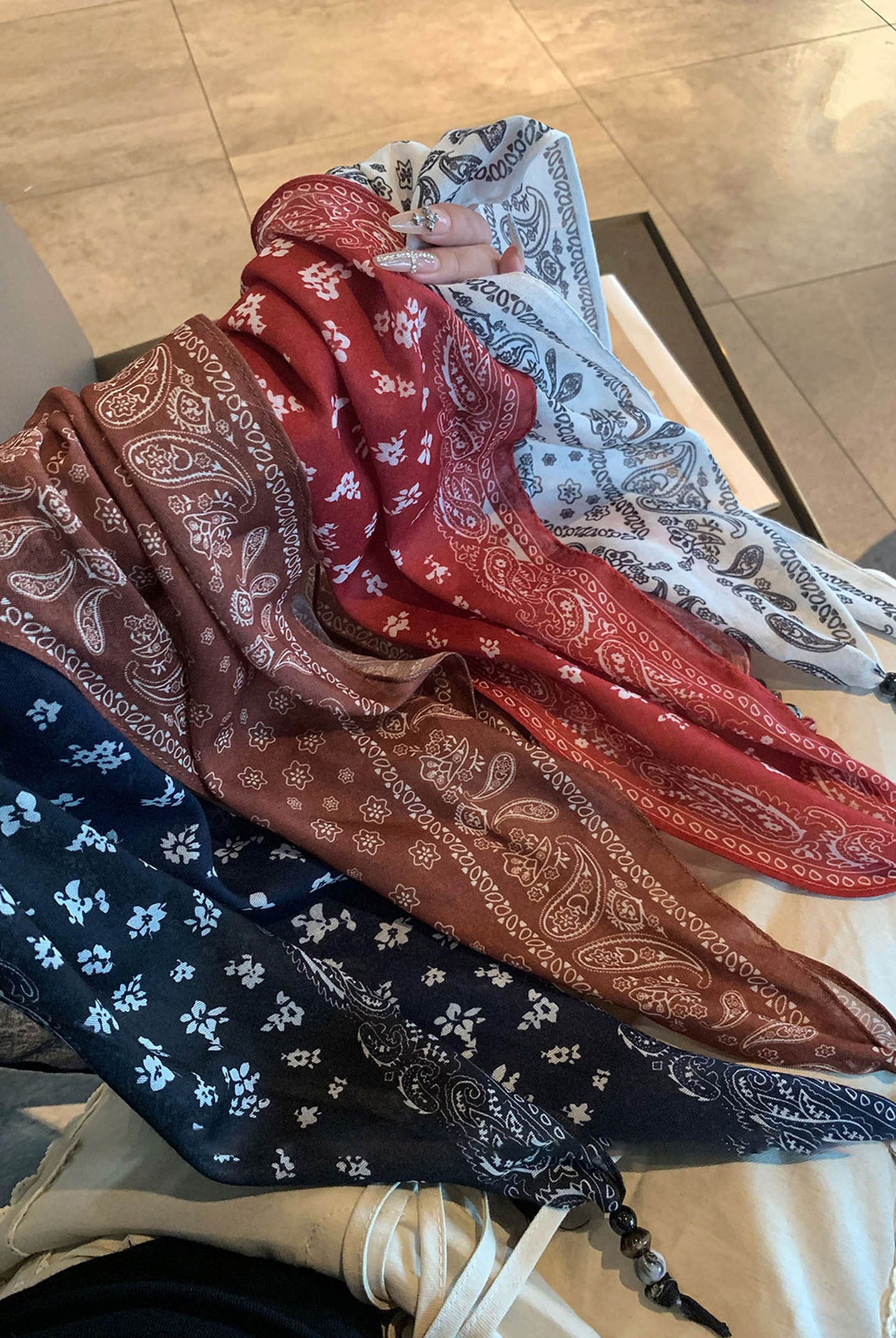 Bohemian Floral Multi-Functional Silk Scarf by LINTICO for women