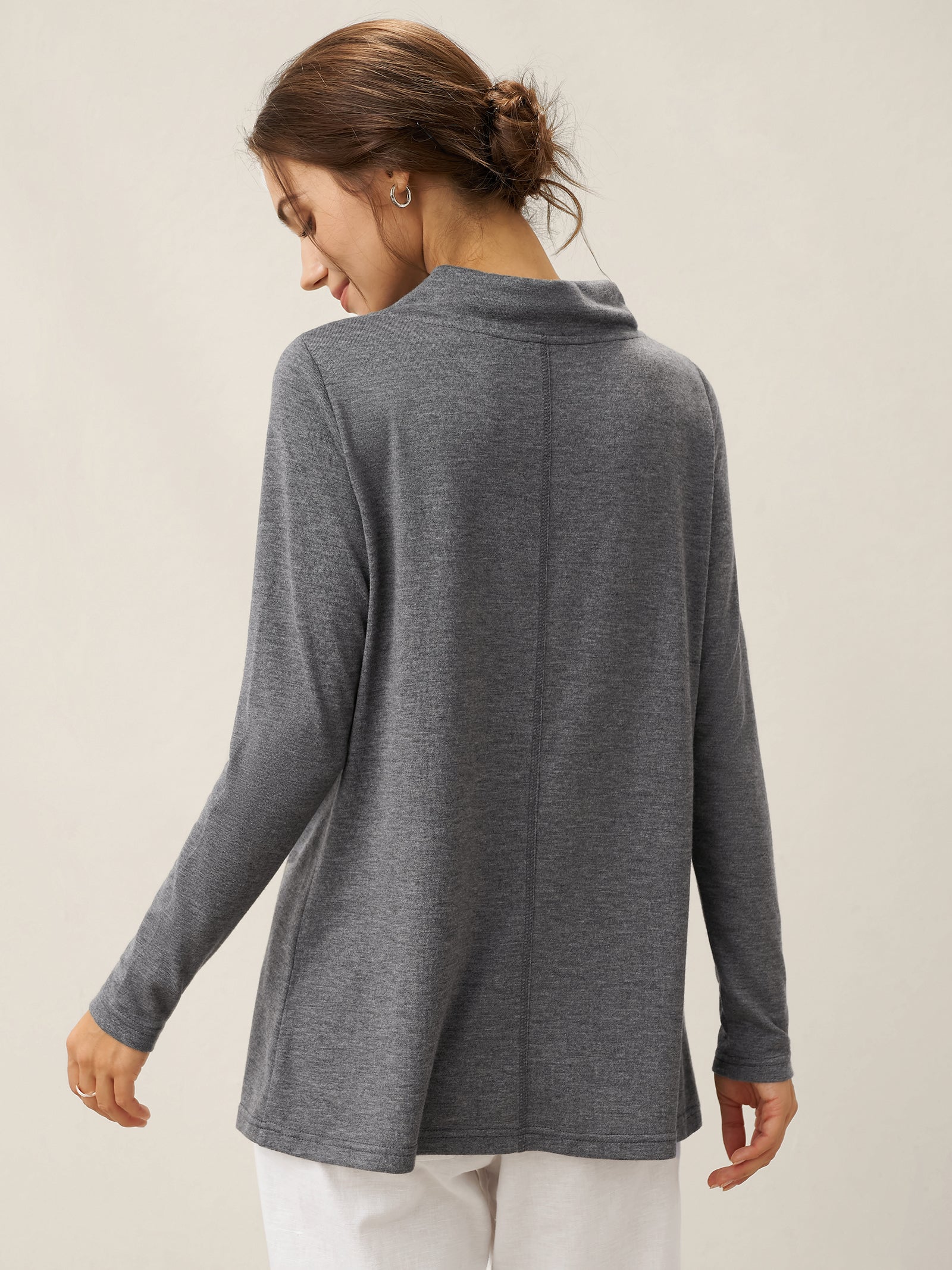 Cashmere Asymmetric Cowl Neck Stretch Top TATIANA by LINTICO for women
