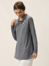 Cashmere Asymmetric Cowl Neck Stretch Top TATIANA by LINTICO for women