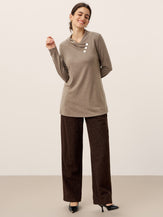 Cashmere Asymmetric Cowl Neck Stretch Top TATIANA by LINTICO for women