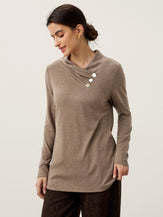 Cashmere Asymmetric Cowl Neck Stretch Top TATIANA by LINTICO for women