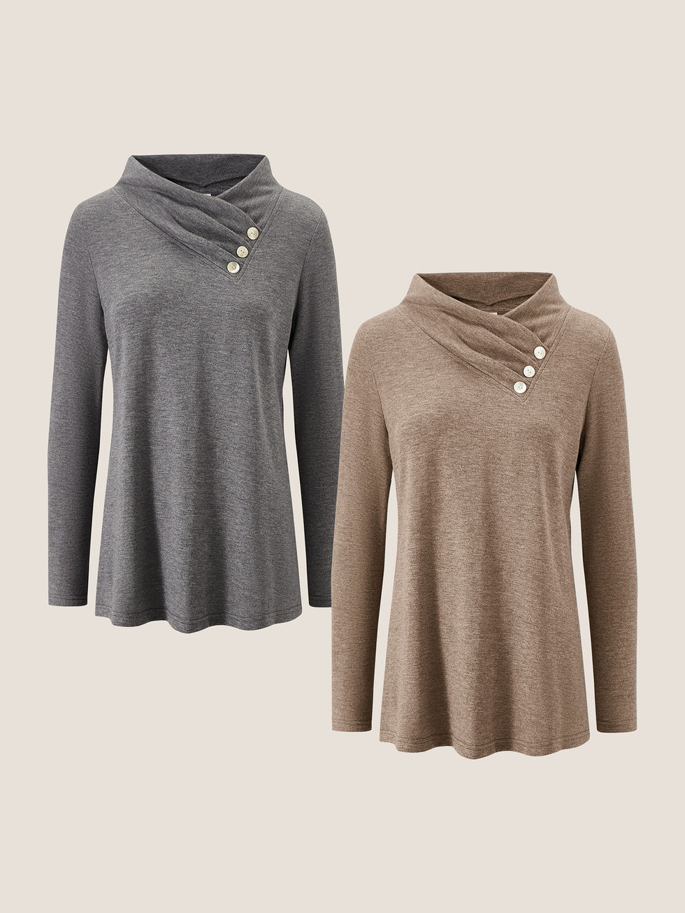 Cashmere Asymmetric Cowl Neck Stretch Top TATIANA by LINTICO for women