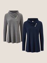 Cashmere Asymmetric Cowl Neck Stretch Top TATIANA by LINTICO for women