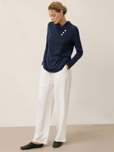 Cashmere Asymmetric Cowl Neck Stretch Top TATIANA by LINTICO for women