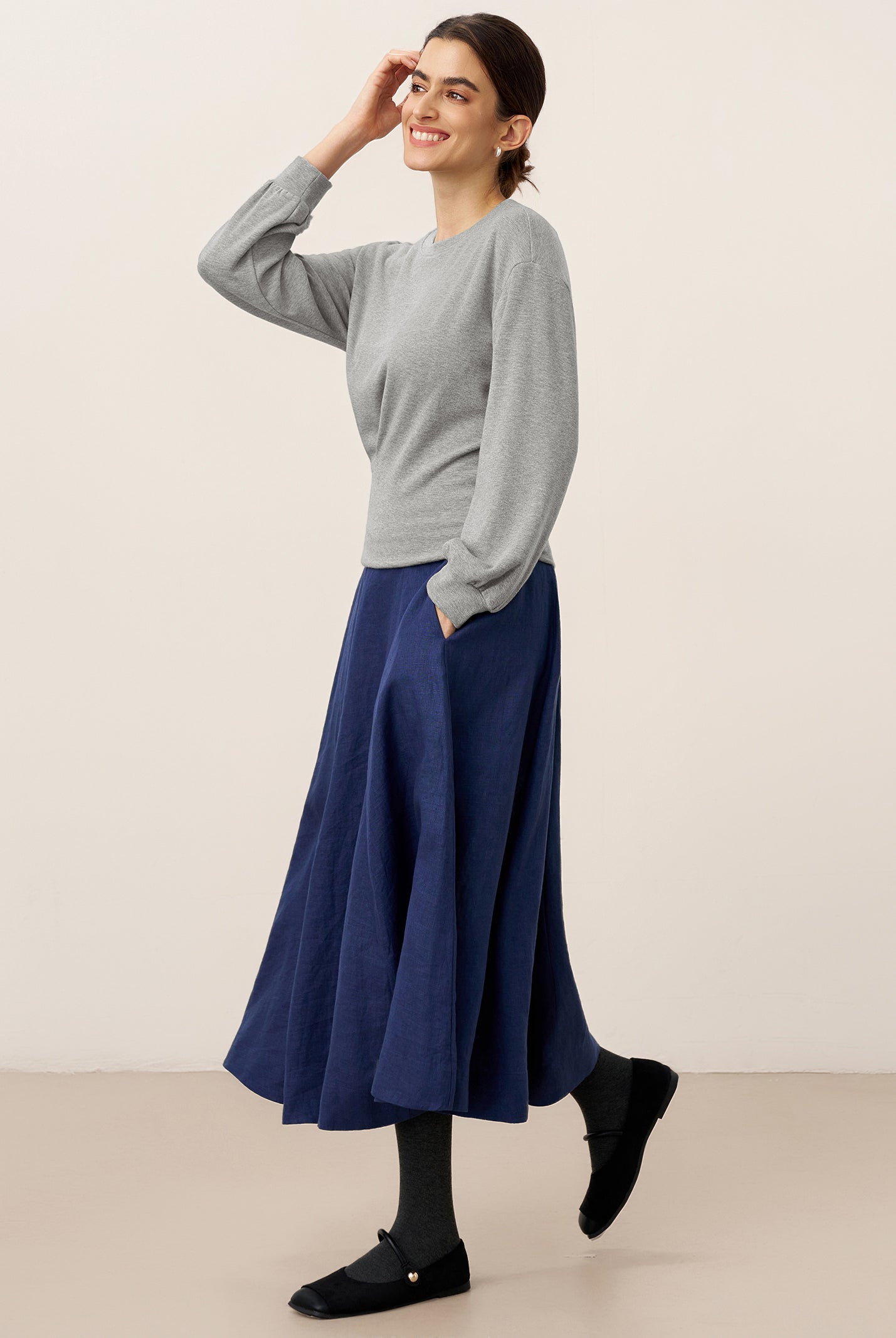 Asymmetric Ruched Stretch Knit Top CALLIOPE by LINTICO for women