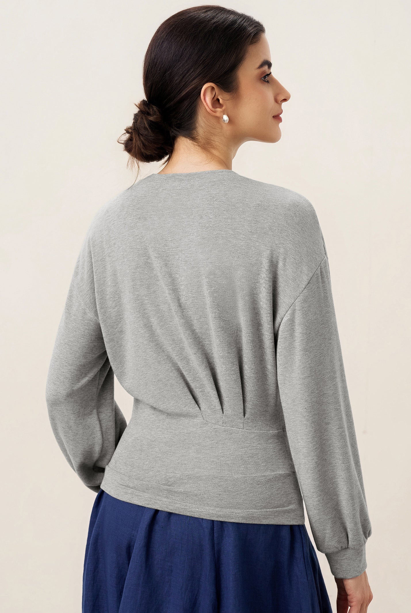 Asymmetric Ruched Stretch Knit Top CALLIOPE by LINTICO for women