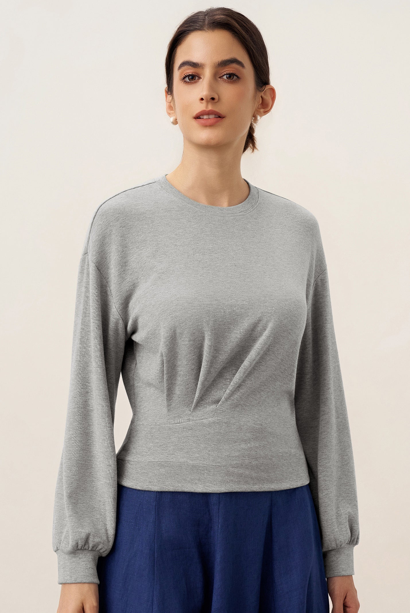 Asymmetric Ruched Stretch Knit Top CALLIOPE by LINTICO for women
