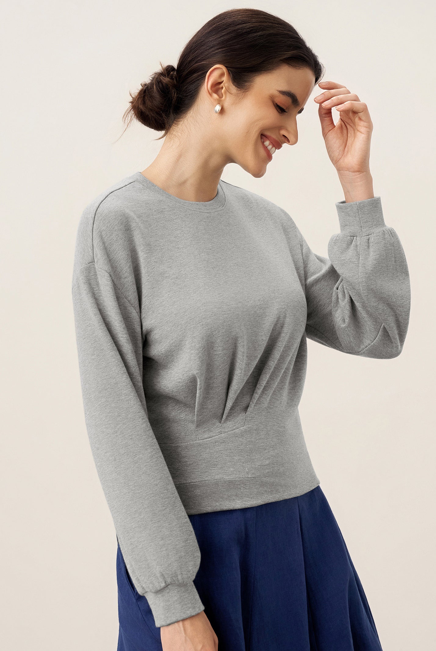 Asymmetric Ruched Stretch Knit Top CALLIOPE by LINTICO for women