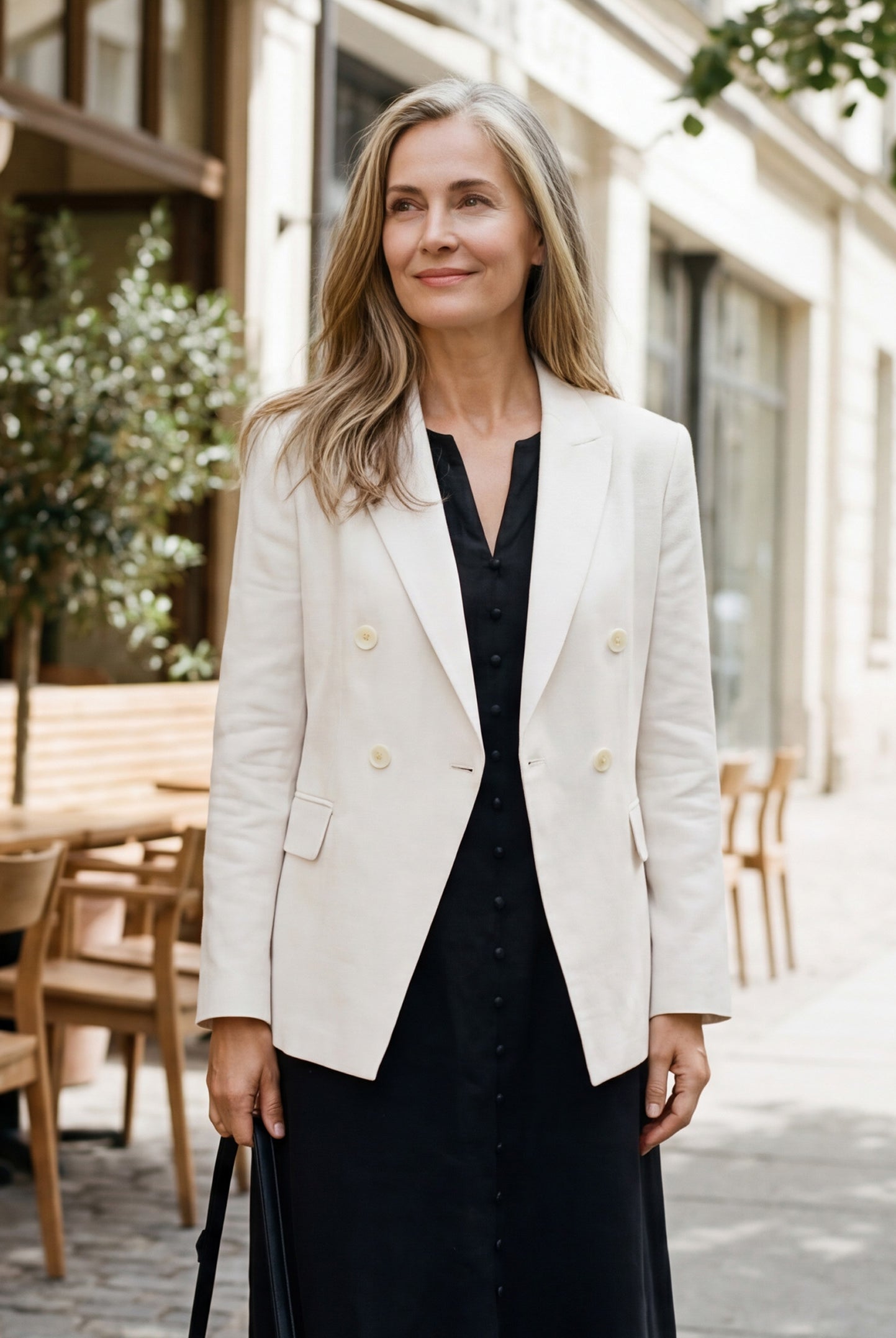 Linen Peak Lapel Crossover Blazer IRIS by LINTICO for women