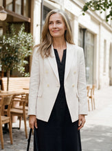 Linen Peak Lapel Crossover Blazer IRIS by LINTICO for women