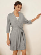 Bamboo Kimono Robe EVE - Cloud Grey / S - LOUNGEWEAR-Bamboo PJS
